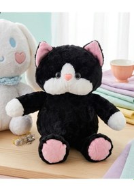 Resim Siyah Kedi Peluş Oyuncak 45cm Tüylü Yumuşak Kumaş Uyku Arkadaşı Peluş Bebek Çok Renkli 