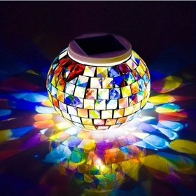 Resim Gaojunshop01 Renk Değiştiren Solar Led Mozaik Top Bahçe Lambası Style1 Dekorasyon Hediyelik 