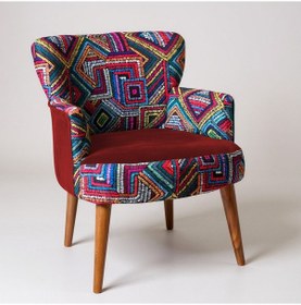 Resim Roma Berjer - Modern Tekli Koltuk - Dijital Baskı Kumaş - Bordo 