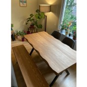 Resim Deryawood Masif Doğal Ahşap Mutfak Masası 60X120X76CM 