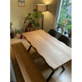 Resim Deryawood Masif Doğal Ahşap Mutfak Masası 60X120X76CM 