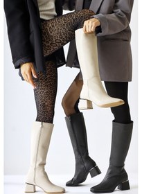 Resim Miami Bej Küt Burunlu Çizme 001 