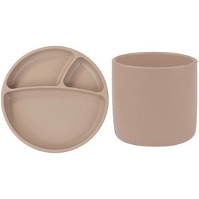 Resim Oioi 2'li Beslenme Seti Bardak+Porsiyon Tabak Bej 