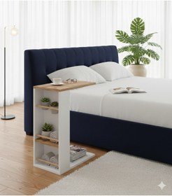 Resim Unisoft Pintya C Tipi Koltuk Yanı Sehpası Dergilikli Laptop Kahve Yan Sehpası Çam - Beyaz- Cappucino 