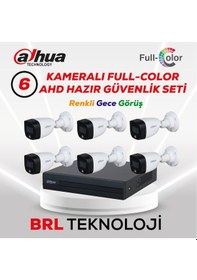 Resim Dahua 6 Kameralı Renkli Gece Görüşlü Full HD Güvenlik Kamera Seti 