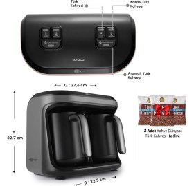 Resim Karaca 10 Fincan Kapasiteli Bol Köpüklü Otomatik Türk Kahve Makinesi Space Grey Hatır Hüp Düet Aroma 