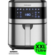 Resim Goldmaster Superfry 7 Litre Inox Geniş Hazneli Xxl Dokunmatik 8 Ön Ayarlı Airfryer Sıcak Hava Fritözü 