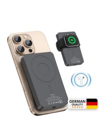 Resim Woyax All In Magsafe Powerbank 10.000mah 20w Hızlı Taşınabilir Şarj Cihazı Saat Kulaklık Apple Uyumlu iPhone Android Siyah 