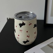 Resim 1 adet 12oz Sevimli Kiraz Köpek ve Kedi Desenli Yumurta Bardağı, Çift Duvarlı İzoleli Seyahat Bardağı Kahve ve Çay İçin, Paslanmaz Çelik, Sadece Elde Yıkama, Ofis, Açık Hava, Okul, Ev, Partiler İçin Mükemmel - Kadınlar İçin Harika Tatil ve Doğum Günü Hediyesi, Okul Sezonu, Kahve Seyahat Bardağı 