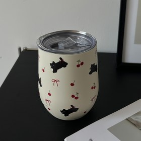 Resim 1 adet 12oz Sevimli Kiraz Köpek ve Kedi Desenli Yumurta Bardağı, Çift Duvarlı İzoleli Seyahat Bardağı Kahve ve Çay İçin, Paslanmaz Çelik, Sadece Elde Yıkama, Ofis, Açık Hava, Okul, Ev, Partiler İçin Mükemmel - Kadınlar İçin Harika Tatil ve Doğum Günü Hediyesi, Okul Sezonu, Kahve Seyahat Bardağı 