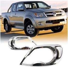 Resim Toyota Hilux Uyumlu Vigo 2005 2011 Ön Far Kaplama Abs Plastik Siyah 