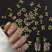 Resim 50 Adet Altın Gümüş 5D Harfli Tırnak Takısı İngilizce Alfabe Çivisi DIY Manikür Aksesuarı Kadınlar İçin Dekoratif Süsleme Malzemesi 