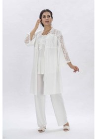 Resim Birolgaye Duchesse 3008 Ecru Hamile Lohusa 3 Lü Pijama Sabahlık Tk (535994761) 