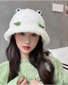 Resim Sevimli Kurbağa Kawaii Polar Balıkçı Şapka Beyaz 