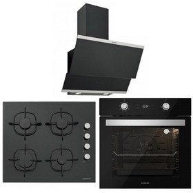 Resim Silverline Siyah Cam Ankastre Set (3420 Classy 60+cs5335b01+bo6504b01) 