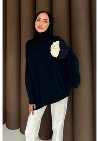 Resim Yake Store Broşlu Triko Tunik 70-2478 - Siyah 