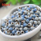 Resim 50 adet/paket Jingdezhen Yüksek Sıcaklık Seramik Retro Kil Buz Kırılması DIY ile Boncuk El Boyası 