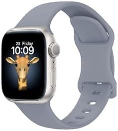 Resim Gpack Apple Watch 9 45mm ile Uyumlu Silikon Kordon, Lavanta Grisi 