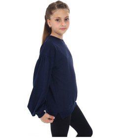 Resim Toontoy Kız Çocuk Kolları Balon Okul Sweatshirt Lacivert 