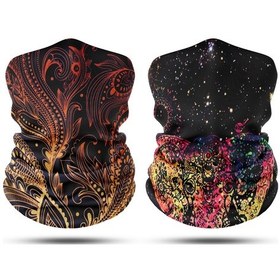 Resim Dair Altın Yaprak - Şans Fili Desenli 2'li Set Boyunluk Bandana Outdoor Balaklava Yüz Maskesi Kafa Bandı 