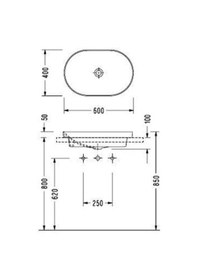 Resim Serel Sapphire Tezgah Üstü Gömme Lavabo 40 x 60 Sp33D x s110H 