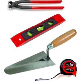 Resim Depolife Inşaatcı Harç Sıvacı Malası 25CM Betoncu Kerpeteni Su Terazisi 3 Metre Set 