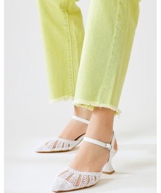 Resim Richelle Beyaz Örgü Kısa Topuklu Sandalet 001 