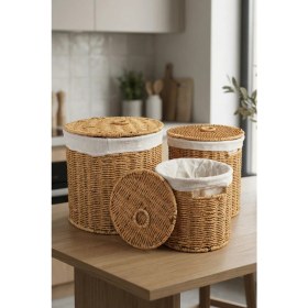 Resim Digithome 3’lü Kapaklı Hasır Patates Soğan Sarımsak Sepeti Sebzelik -9T05 Ş/9 