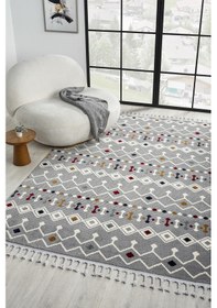 Resim Puffy Multi Gri Halı Salon Oturma Odası Çocuk Odası Yatak Odası Halısı 1002 Multi 