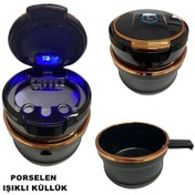 Resim Bmw Tip Araç Işıklı Küllük Bardaklıklı Porselen İç Havza Gold N11.78 