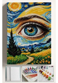Resim Sayılarla Boyama Seti Numaralı Tuval Fırça Boya 40x50 Cm - Van Gogh Göz 