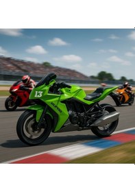 Resim Oyuncak Yarış Motorsikleti Yeşil Yeşil 