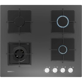 Resim Siemens EN6C9HO12O 4 Gözlü Gazlı Ocak Wok Gözü ile Hızlı Pişirme 3.5 Kw Güç Cam Yüzey Gri 