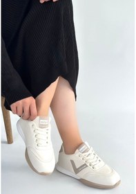 Resim Pabucmarketi Bej Vizon Bağcıklı Kadın Spor Ayakkabı Çok Renkli 