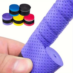 Resim Tennis Raketi, Badminton Raketi, Balıkçılık Çubuğu için Kaymaz, Teri Önleyici PU Tutma Bandı - Kırmızı Siyah Nokta Desenli, Gelişmiş Dokunma ve Darbe Emme, Tennis Raketi Tutma | Ergonomik Tutma | Pürüzsüz Dokulu 