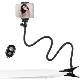 Resim Ximistore9 72cm Esnek Boru Masa Klembi, 1/4 Vida Bağlantısı, 1kg Yük Kapasitesi, Telefon Tutucu Ve Bluetooth Kumanda İle Canlı Yayın/video Kaydı İçin 