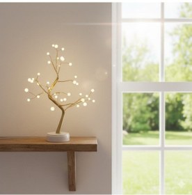 Resim Sıcak Beyaz Işıklı Dekoratif Ağaç Biblo Aydınlatma 