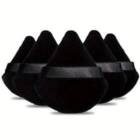 Resim 5 adet gevşek pudra, mineral pudra, vücut pudrası, velur kozmetik fondöten süngerleri için yumuşak üçgen pudra pedleri - Nude ve Black - Güzellik makyaj araçları 