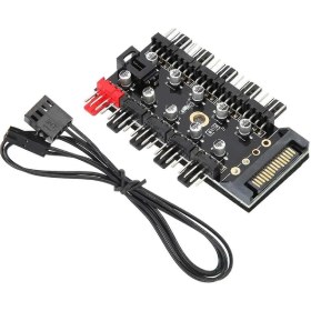 Resim Alfais 4988 10 Port Fan Power Sata Güç Switch Pwm Çoklayıcı 