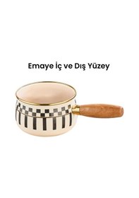 Resim Prime Cream Emaye Ahşap Saplı Sosluk / Sütlük 14 Cm Krem 