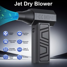 Resim Elektrikli Hava Duster Type-C Şarj Temizleme Üfleyici Aracı Turbo Jet Fan 130000RPM Araba Üfleme Kar 4 Vites Ayarlanabilir Taşınabilir 