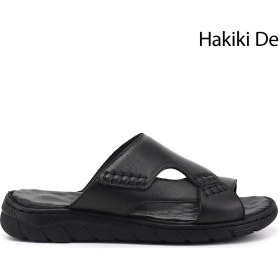 Resim Gönderi(r) Erkek Siyah Hakiki Deri Comfort Terlik 