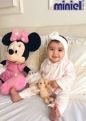 Resim Miniel Kız Bebek Puantiye Desenli Uzun Kollu Patikisiz Organik Pamuklu 0-6-12 Ay Bebek Pijama Takımı 