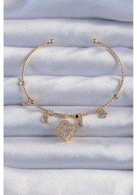 Resim Pirinç Altın Renk Zirkon Taşlı Yonca Model Charm Bileklik - Tj-bb6327 Çok Renkli 