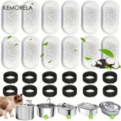 Resim Ön-Filtre Süngerli 12'li Paket Kedi Su Çeşmesi Filtresi, 3.2L & 67oz Paslanmaz Çelik Evcil Hayvan Çeşmeleri ile Uyumlu, Otomatik Kedi Su Dağıtıcı için Karbon Filtre Sistemi, Pil Gerekmez 