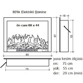 Resim Alaz Efekt Elektrikli Şömine Haznesi Ses Efektli 80 cm 1800 W 