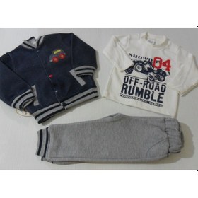 Resim Beyzababykids %100 Pamuk Donino Baby Mevsimlik Ceketli Erkek Bebek 3Lü Takım 0-6 Ay Çok Renkli 