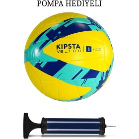 Resim ALASTOR Kipsta Voleybol Topu Pompa Hediyeli - 5 Numara - Sarı / Mavi Profesyonel 