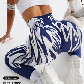 Resim Seamless High-Waisted Yoga Pantolonu - Hızlı Kuruyan, Karın Kontrolü ve Kalça Kaldırma, Yüksek Esneklikli Egzersiz Taytı - Spor Salonu, Tenis, Voleybol için Tüm Mevsim Spor Pantolonu, Rastgele Baskı Tasarımı, Spor Salonu Giyim, Zarif Spor Görünümü, Yüksek Esneklikli Kumaş 