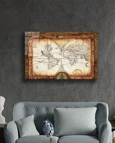 Resim Miyrem Tahtada Eski Dünya Haritası 36x23- myrm2046 